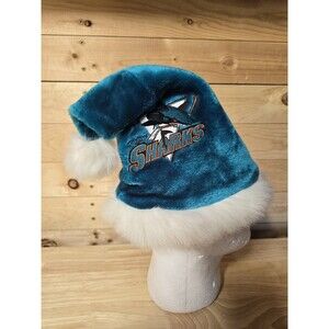 Vintage 2000s San Jose Sharks Teal & White Santa Hat w/Logo Adult size NHL